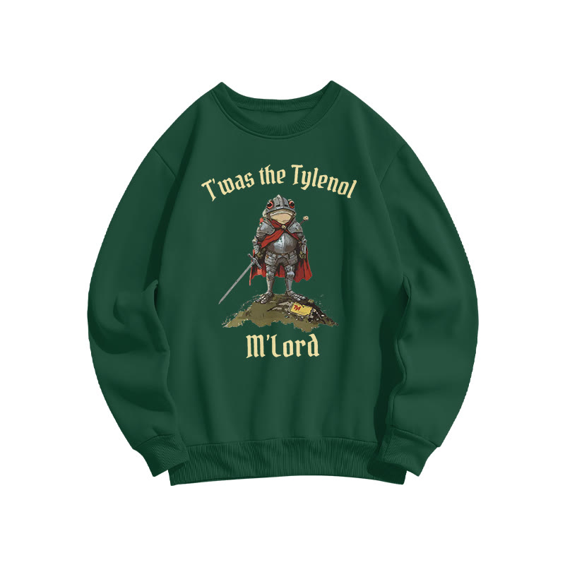 Unisex T'was The Tylenol M'lord Armored Frog Print Sweatshirt - Dark Green - US16-18(2XL) - image 6