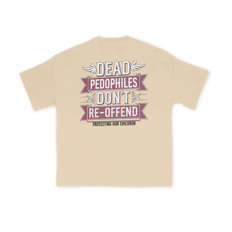Dead Pedophiles Don't Re-offend Wings Print T-shirt - Apricot - US16-18(2XL) - image 5