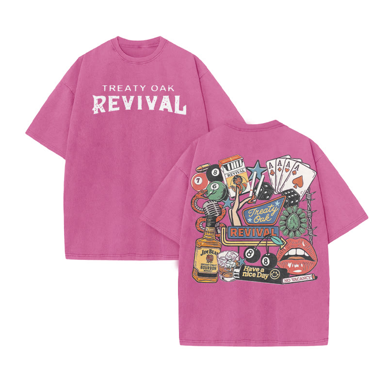 Have A Nice Day Vintage Print Acid Washed T-shirt - Pink - US20-22(3XL) - image 6