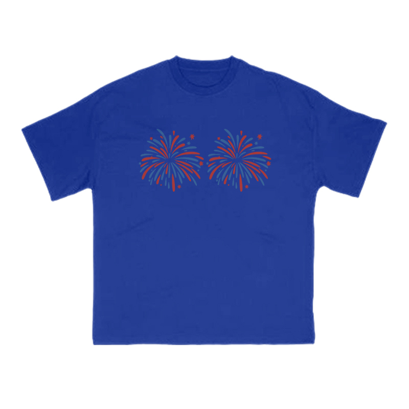 Funny Fireworks Print T-shirt - Blue - US16-18(2XL) - image 7