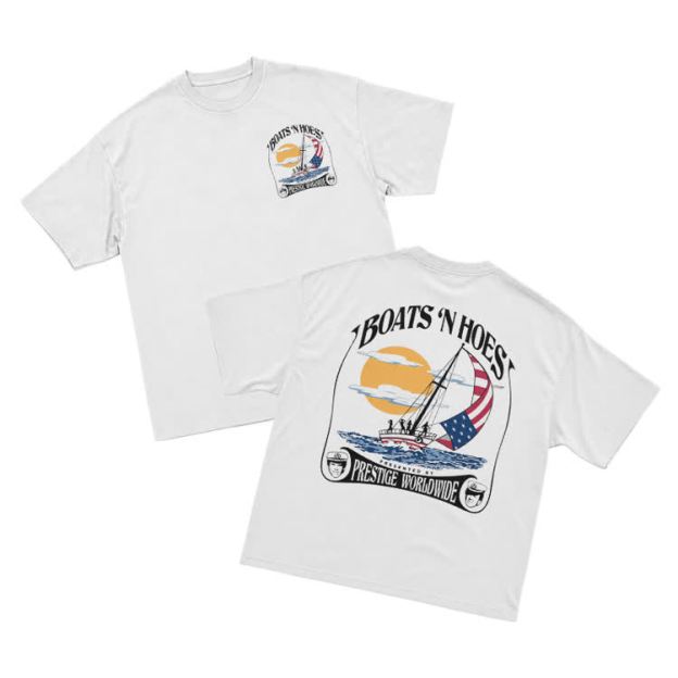 Vintage Sail Sunset Graphic Crew Neck T-Shirt - White - US16-18(2XL) - image 3
