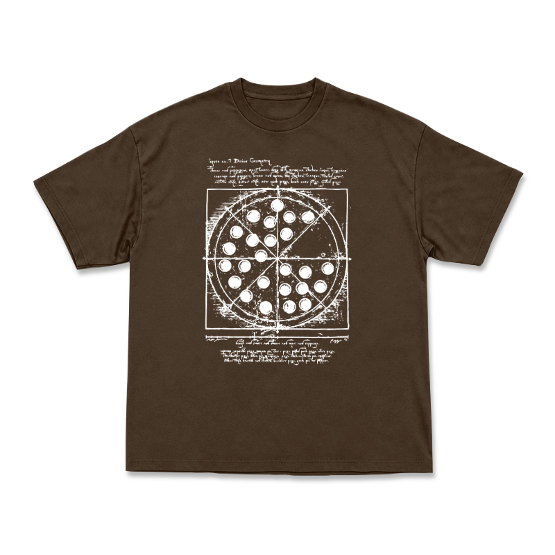 Heritage Sketch Print Ribbed Street Style T-Shirt - Coffee - US16-18(2XL) - image 3