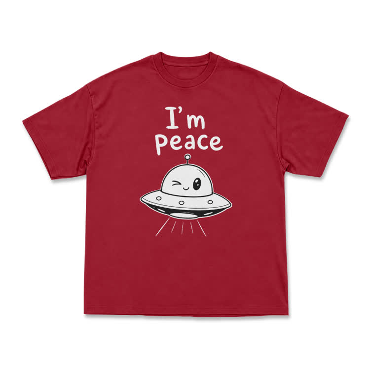 I'm Peace UFO Graphic T-Shirt - Red - US16-18(2XL) - image 9