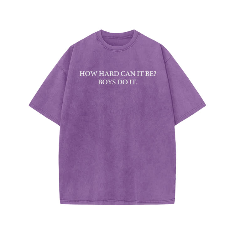 HOW HARD CANIT BE? BOYSDOIT Print Acid Washed T-Shirt - Purple - US20-22(3XL) - image 3