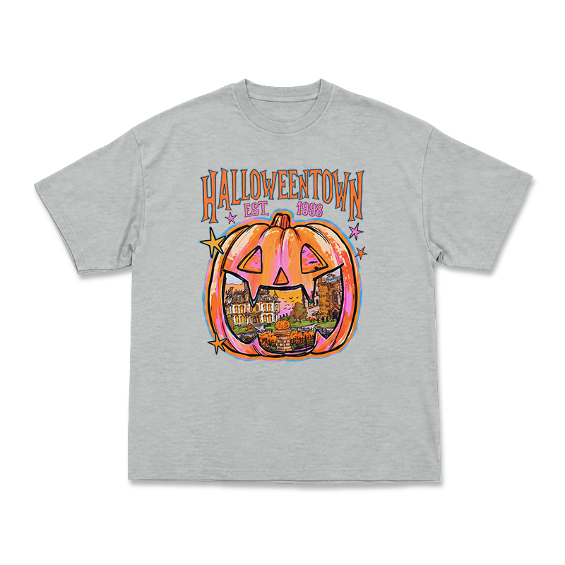 Vintage Halloweentown Pumpkin Round Neck Graphic Print T-Shirt - Grey - US16-18(2XL) - image 10