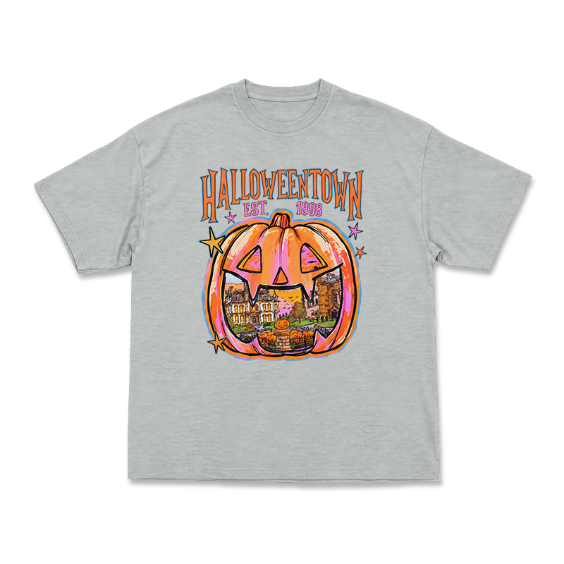 Vintage Halloweentown Pumpkin Round Neck Graphic Print T-Shirt - Grey - US16-18(2XL) - image 10