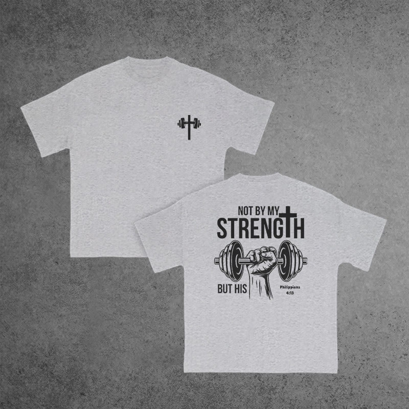 Gym 100% Cotton STRENGTH Print T-shirt - Grey - US16-18(2XL) - image 7