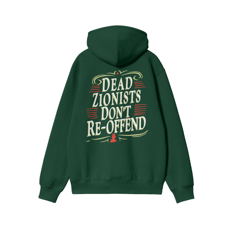 Dead Zionists Don't Re-offend Print Hoodie - Dark Green - US16-18(2XL) - image 8