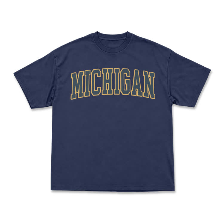 Classic Michigan Varsity Graphic T-Shirt - Navy Blue - US16-18(2XL) - image 3