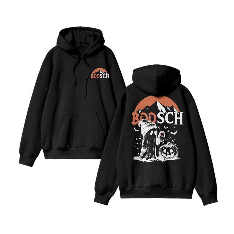Unisex Funny Boosch Pumpkin Halloween Print Hoodie - Black - US16-18(2XL) - image 3