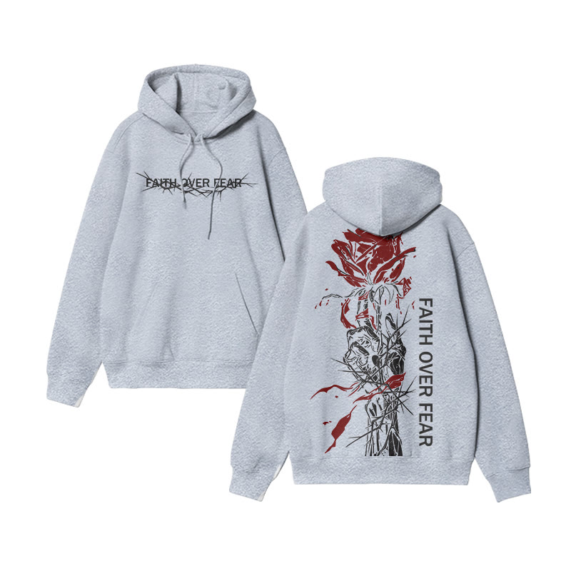 Faith Over Fear Print Hoodie - Grey - US16-18(2XL) - image 3