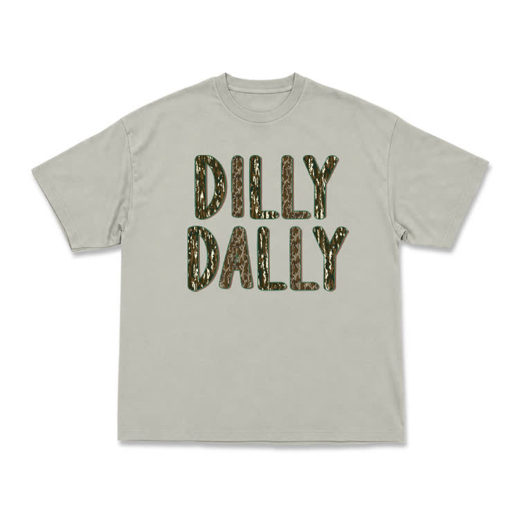 Minimal Dilly Dally Camo Texture Letter T-Shirt - Warm Grey - US16-18(2XL) - image 4