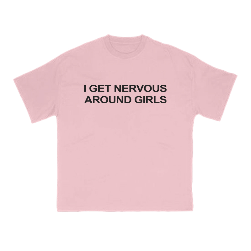 I GET NERVOUSAROUND GIRLS Print T-shirt - Pink - US16-18(2XL) - image 13