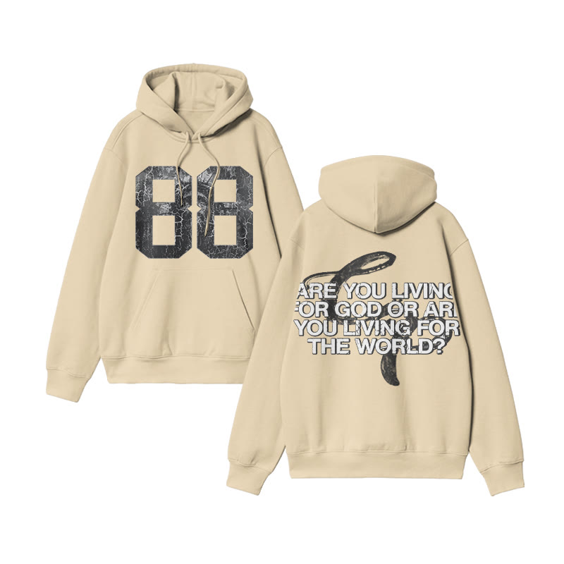 Unisex Are You Living For God Or Are You Living For The World Print Hoodie - Apricot - US16-18(2XL) - image 5