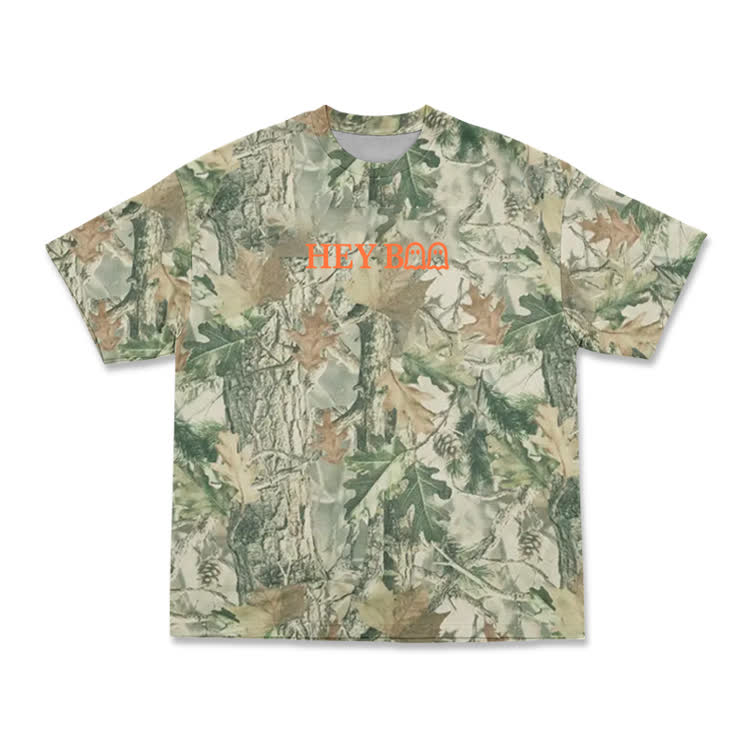 Street Camo Hey Boo Graphic T-Shirt - Green - 3XL - image 4