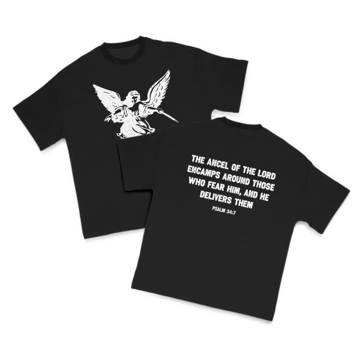 The Angel Of The Lord Print T-shirt - Black - US16-18(2XL) - image 10
