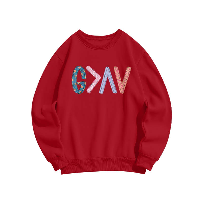 God Is Greater Than The Highs And Lows Print Sweatshirt - Red - US16-18(2XL) - image 8