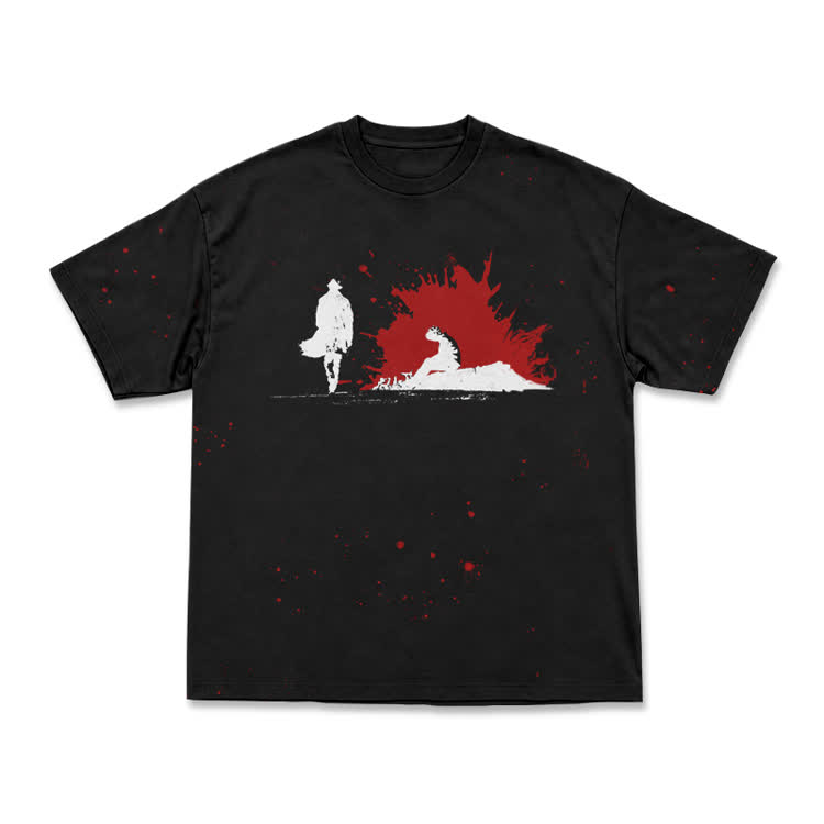 Cinematic Noir Graphic Front Graphic Print T-Shirt - Black - 8XL - image 5