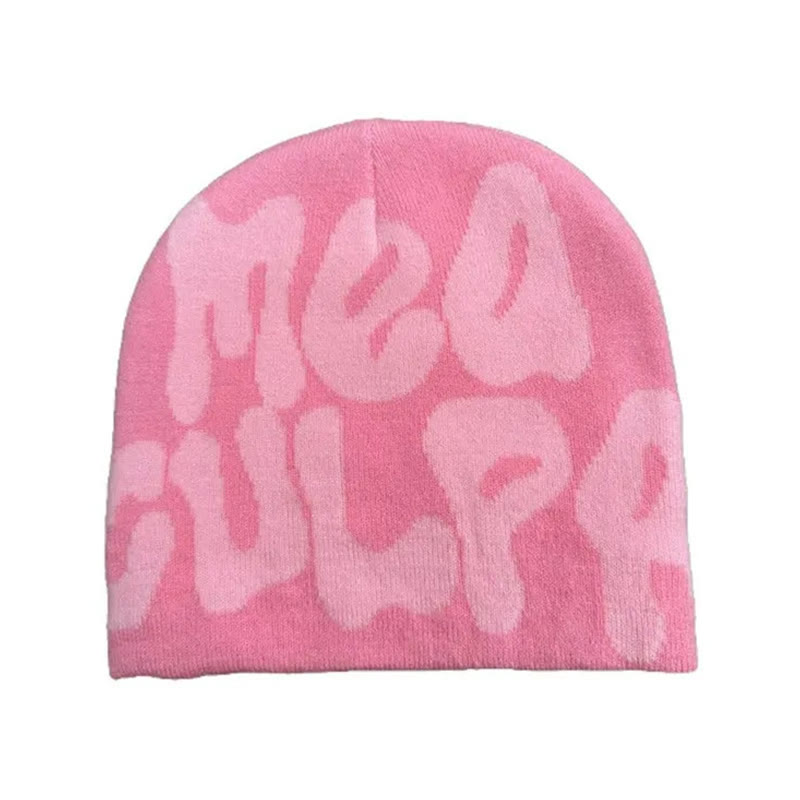 Mea Culpa Pattern Knit Hat - Pink - one size - image 15