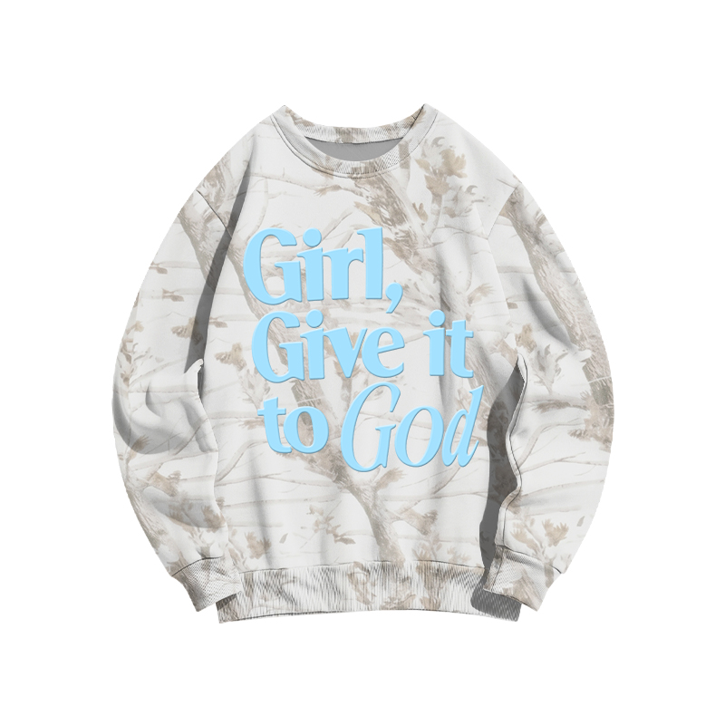 Faith Inspired Girl Give It To God Camo Forget Sweatshirt - Ivory Camo - 3XL - image 5