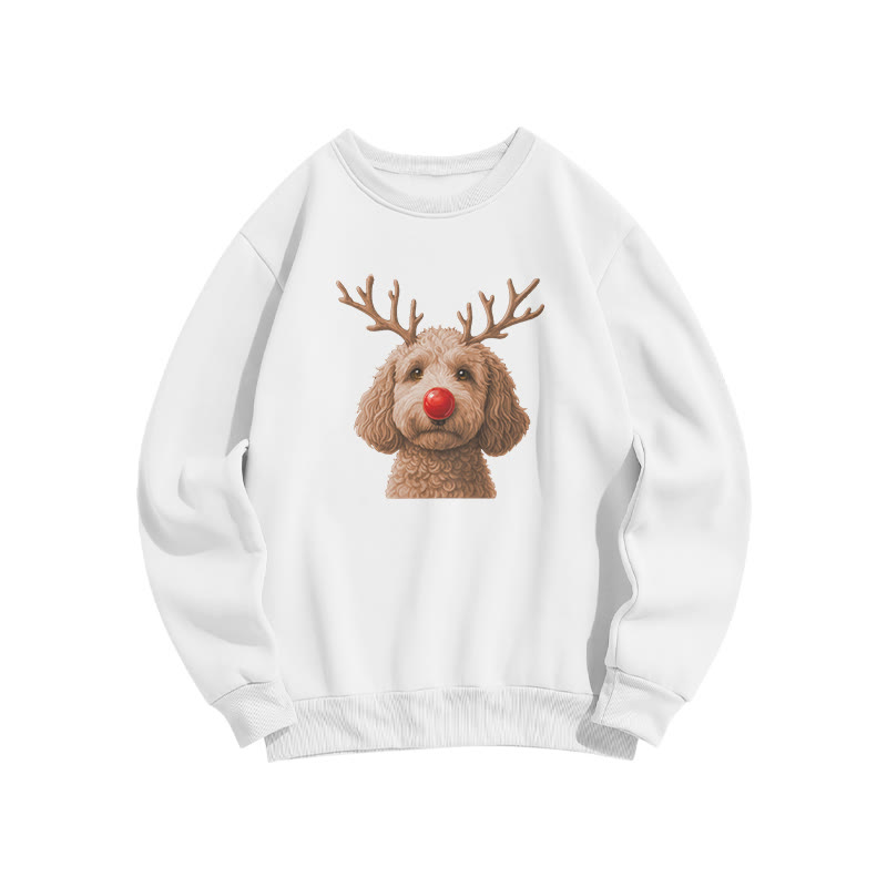 Deer Antler Apricot Poodle Print Sweatshirt - White - US16-18(2XL) - image 3