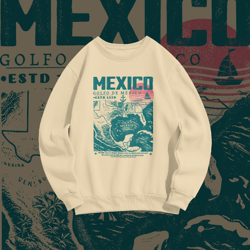 Unisex 100% Cotton Golfo De Mexico Print Sweatshirt