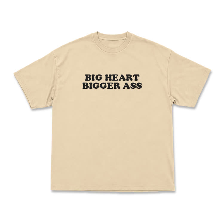 Big Heart Bigger Ass Oversized Crew Neck T Shirt - Apricot - US16-18(2XL) - image 3