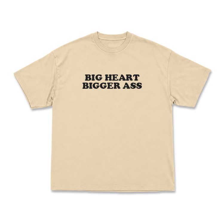 Big Heart Bigger Ass Oversized Crew Neck T Shirt - Apricot - US16-18(2XL) - image 3