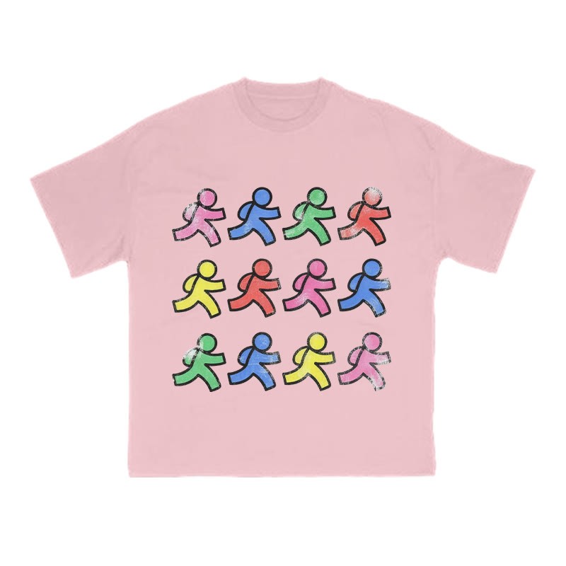 Fun Colorful Paper People Print T-shirt - Pink - US16-18(2XL) - image 12