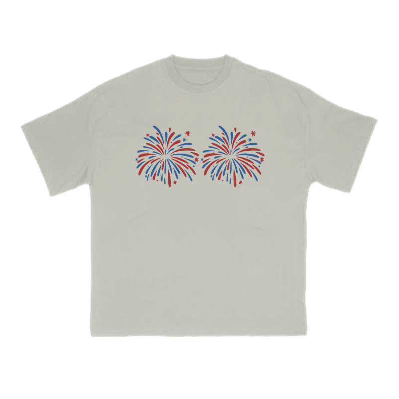 Funny Fireworks Print T-shirt - Warm Grey - US16-18(2XL) - image 5