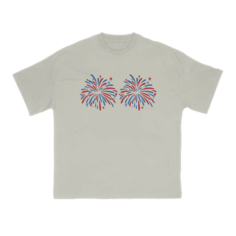Funny Fireworks Print T-shirt - Warm Grey - US16-18(2XL) - image 5