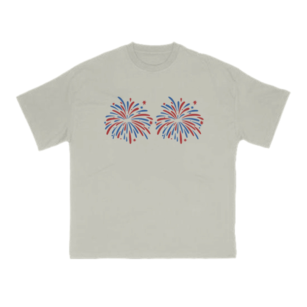 Funny Fireworks Print T-shirt - Warm Grey - US16-18(2XL) - image 5