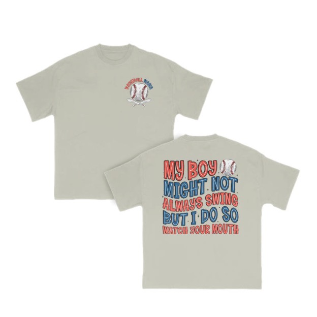 Baseball Mama Print T-shirt - Warm Grey - US16-18(2XL) - image 5