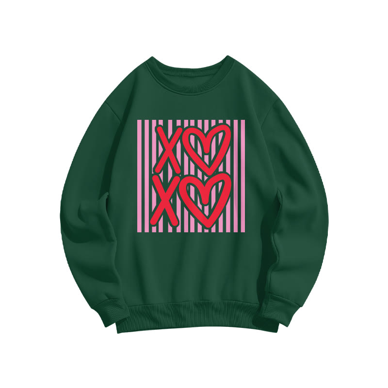 Xoxo Striped Valentine's Day Print Sweatshirt - Dark Green - US16-18(2XL) - image 7