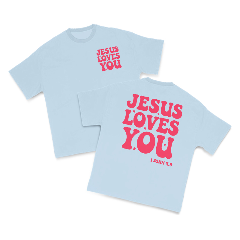Jesus Loves You 1 John 4:9 Print T-shirt - Light Blue - US16-18(2XL) - image 11