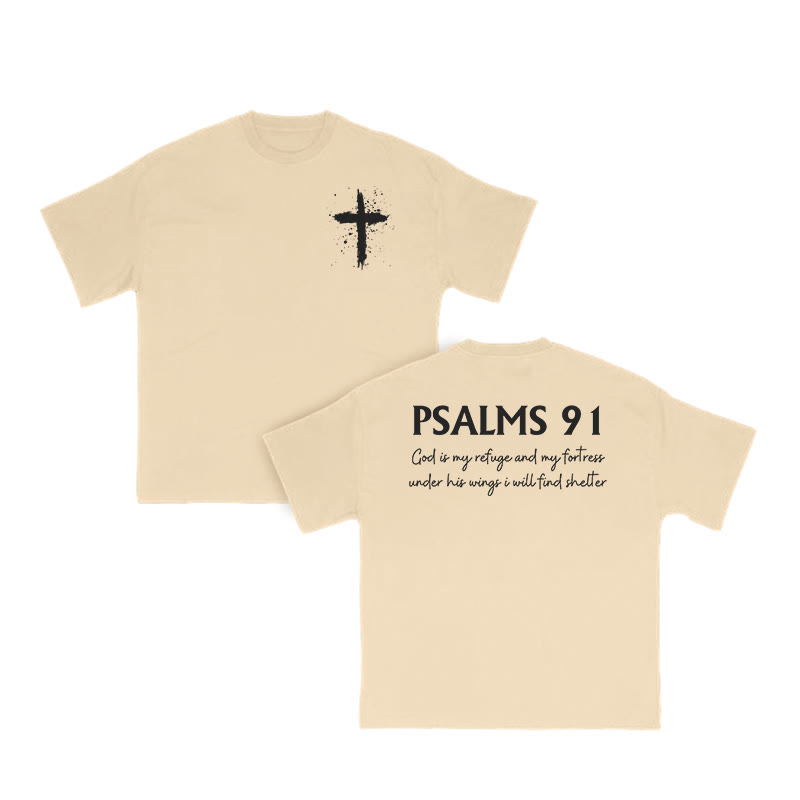 Unisex Psalms 91 Print T-shirt - Apricot - US16-18(2XL) - image 4