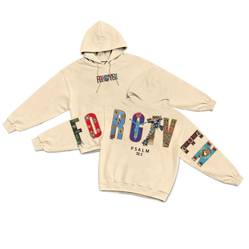 Gemstone Forgiven Psalm 32:1 Print Hoodie - Apricot - US16-18(2XL) - image 16