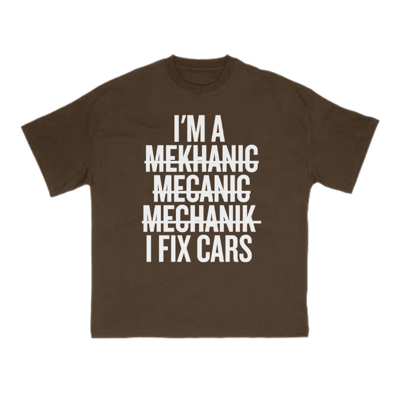 I Fix Cars Print T-shirt - Coffee - US16-18(2XL) - image 6