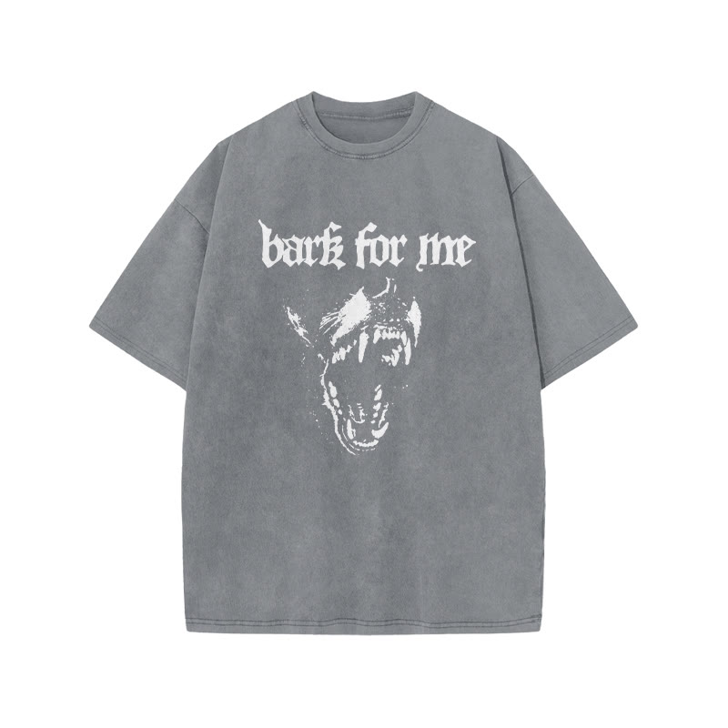 Bark For Me Print Acid Washed T-shirt - Grey - US20-22(3XL) - image 3