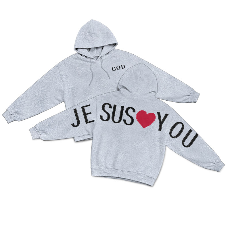 Jesus Loves You Street Style Print Hoodie - Grey - US16-18(2XL) - image 3
