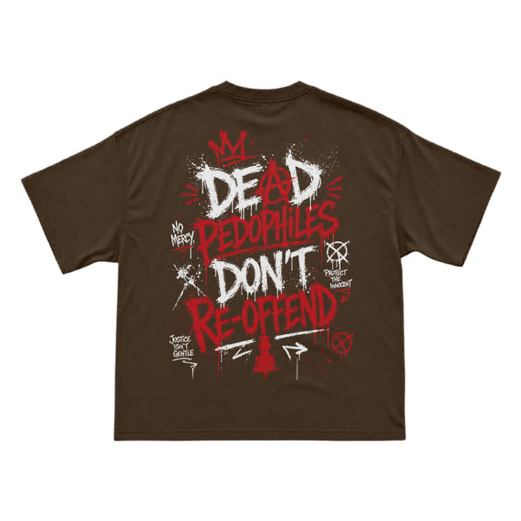 Street Punk Graffiti Back Print T-Shirt - Coffee - US16-18(2XL) - image 14