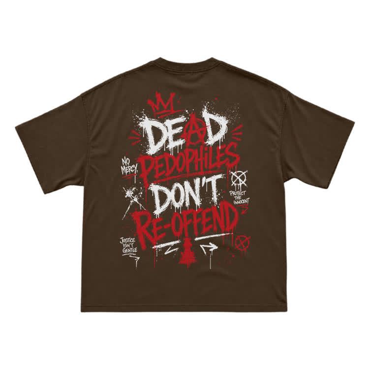 Street Punk Graffiti Back Print T-Shirt - Coffee - US16-18(2XL) - image 14
