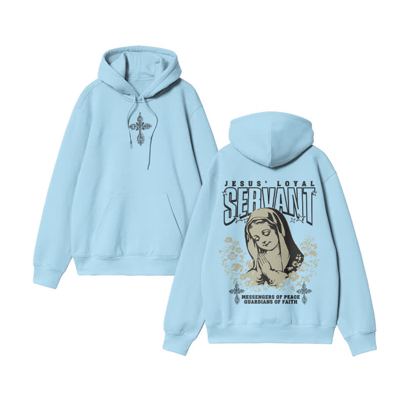 Unisex 100% Cotton Jesus Loyal Design Print Hoodie - Blue - US16-18(2XL) - image 7
