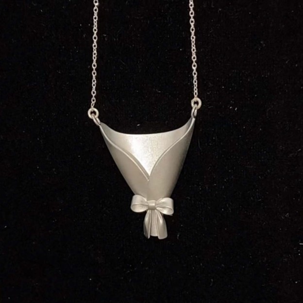 Elegant Wearable Flower Bouquet Clip Necklace - Metallic - 51-60cm - image 7