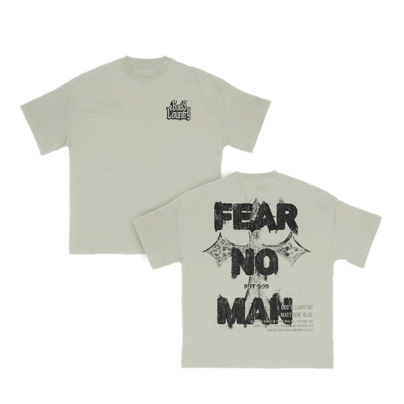 Fear No Man But God Print T-shirt - Warm Grey - US16-18(2XL) - image 5