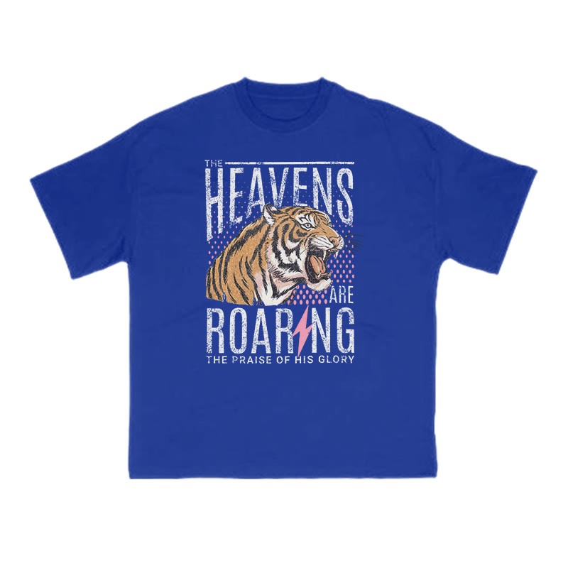 The Heavens Are Roaring The Praise Of His Glory Print T-shirt - Blue - US16-18(2XL) - image 9