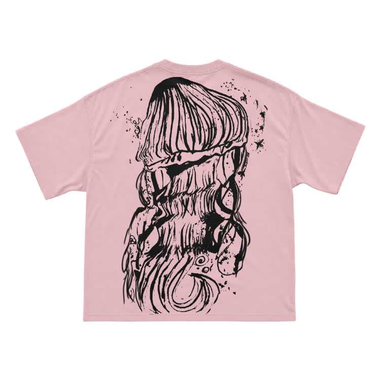 Bleach Line Art Jellyfish Back Graphic T-shirt - Pink - US16-18(2XL) - image 7