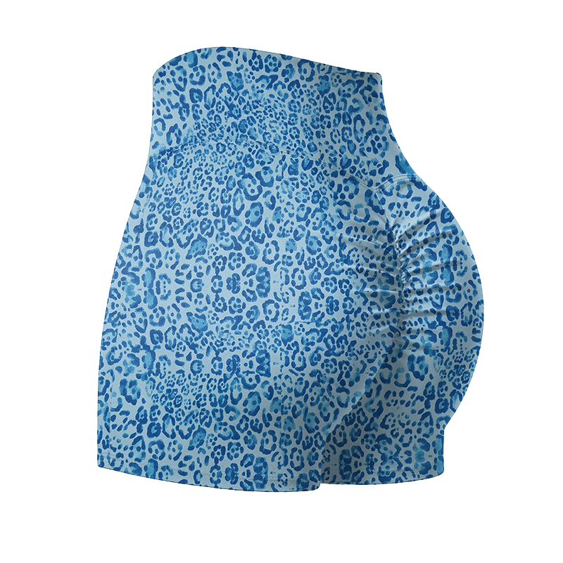 Wild Muse High Waisted Leopard Print Sculpting Yoga Shorts - Blue - 4XL - image 9