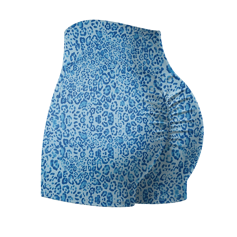 Wild Muse High Waisted Leopard Print Sculpting Yoga Shorts - Blue - 4XL - image 9