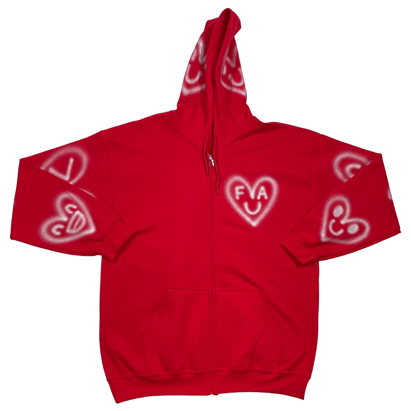 You Belong With Me Heart Print Zip Up Hoodie